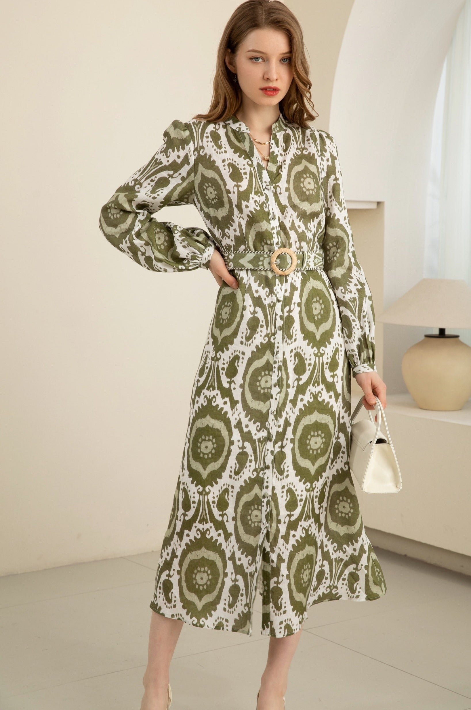 GDS Ada Midi Linen Dress - Khaki – Sage Collective